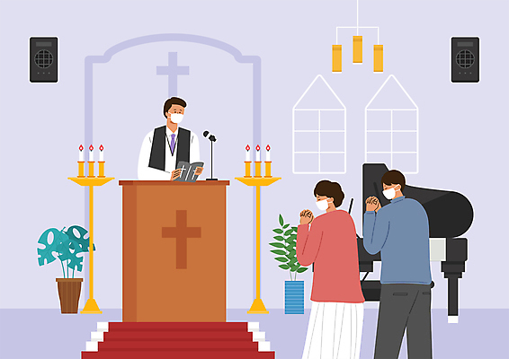 PSD 식물 여자 남자 화분 일러스트 조명 마스크 들기 상반신 성인 세명 교회 보라색 성경 스피커 기도 피아노 목사 예배 촛대 강대상 성인만 코로나바이러스 포스트코로나 백신접종 백신인센티브 위드코로나 국내일러스트 컬러 음향기기 종교용품 종교건축 모션 사람 건물 건반악기 바이러스 성직자 사회이슈 단상 백신 접종 파일형식 혜택