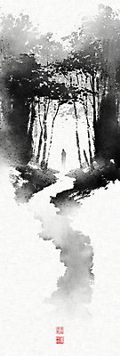 PSD 나무 실루엣 길 일러스트 캘리그라피 붓터치 사람모양 산책 숲 동양화 가로수 번짐 사색 낙관 국내일러스트 모양 식물 생각 휴식 촬영기법 미술 파일형식 효과