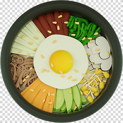 편집 편집이미지 그릇 음식 누끼 사람없음 3D소스 3D 버섯 계란프라이 디지털합성 나물 비빔밥 깨 PNG 편집소스 식기 한식 채소 식재료 조미료 계란요리 파일형식