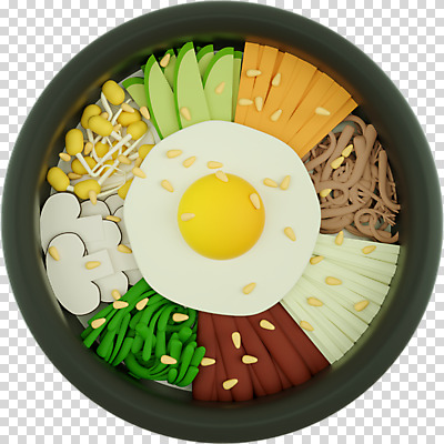 편집 편집이미지 그릇 음식 누끼 사람없음 3D소스 3D 버섯 계란프라이 디지털합성 나물 비빔밥 깨 PNG 편집소스 식기 한식 채소 식재료 조미료 계란요리 파일형식