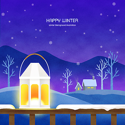 PSD 나무 겨울 일러스트 밤하늘 산 주택 사람없음 보라색 눈 랜턴 눈송이 야간 감성 나무울타리 눈내림 겨울풍경 눈덮임 국내일러스트 자연요소 식물 계절 컬러 컨셉 하늘 날씨 조명 눈_날씨 풍경 건물 울타리 파일형식