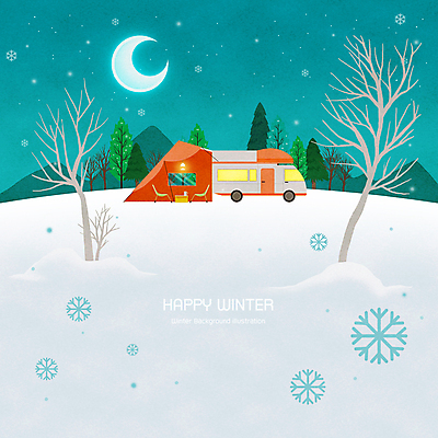 PSD 나무 겨울 일러스트 밤하늘 텐트 사람없음 캠핑 눈 눈송이 야간 초승달 캠핑장 청록색 감성 캠핑카 겨울풍경 차박 캠핑의자 눈덮임 국내일러스트 자연요소 식물 계절 컬러 컨셉 의자 자동차 하늘 레저 날씨 눈_날씨 캠핑도구 풍경 달 파일형식