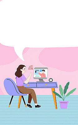 전신 PSD 여자 남자 화분 분홍색 말풍선 의자 일러스트 프레임 앉기 상반신 성인 두명 모니터 직장인 비즈니스맨 비즈니스우먼 책상 창업 손인사 온라인 화상통화 성인만 카피스페이스 벤처기업 중소기업 언택트 온택트 국내일러스트 직업 컬러 가구 회사 비즈니스 모션 사람 컴퓨터 공백 인사 자영업 통화 파일형식