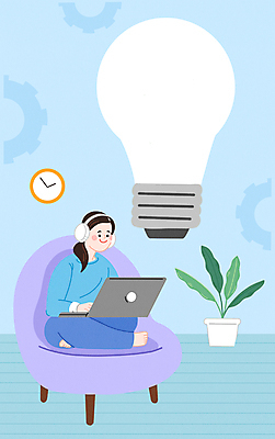전신 PSD 여자 화분 하늘색 일러스트 전구 아이디어 한명 들기 앉기 성인 노트북 소파 헤드셋 비즈니스우먼 톱니바퀴 창업 온라인 성인여자한명만 언택트 온택트 국내일러스트 1 음향기기 컨셉 의자 비즈니스 모션 사람 파란색 전자제품 헤드폰 직장인 자영업 여자한명만 성인여자만 파일형식