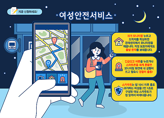 전신 손 여자 별 일러스트 한명 서기 들기 안전 성인 신체부위 스마트폰 터치 달 긴급 가리킴 버스정류장 어플리케이션 야간 남색 안심 사이렌 스카우트 지원 성인여자한명만 여성안심귀가서비스 국내일러스트 AI파일 자연요소 1 컬러 모션 육류 사람 손짓 핸드폰 스마트기기 역 서비스 여자한명만 성인여자만 파일형식 벡터