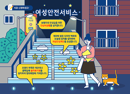 전신 여자 말풍선 가로등 일러스트 주택 한명 안전 성인 빛 계단 고양이 최고 야간 주택가 안심 귀가 밤길 비상버튼 안전거리 지원 성인여자한명만 LED 국내일러스트 AI파일 자연요소 1 공공시설 길 전구 포유류 버튼 육류 사람 건물 반려동물 여자한명만 성인여자만 파일형식 벡터