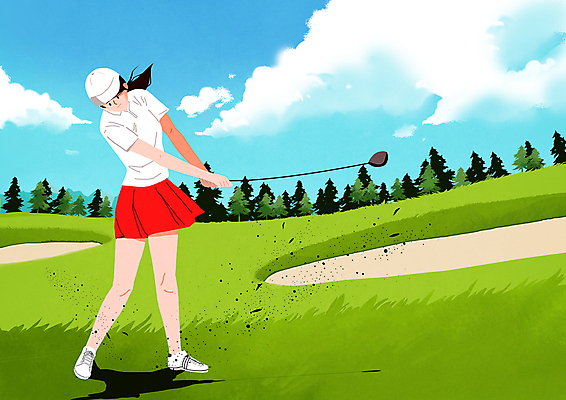 전신 PSD 나무 구름 여자 하늘색 골프 일러스트 골프장 필드 하늘 한명 서기 들기 성인 연두색 골프채 스윙 성인여자한명만 국내일러스트 자연요소 식물 1 포즈 스포츠시설 모션 골프용품 사람 초록색 파란색 구기 여자한명만 성인여자만 파일형식