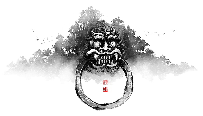 PSD 나무 구름 일러스트 캘리그라피 조류 붓터치 산 형상 사람없음 계곡 안개 숲 동양화 도깨비 번짐 문고리 낙관 도깨비문양 형상화 산맥 국내일러스트 자연요소 식물 동물 문양 날씨 미술 문 그림 파일형식 효과