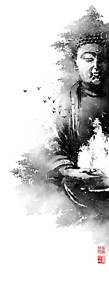 PSD 나무 불교 일러스트 캘리그라피 조류 붓터치 산 형상 사람없음 계곡 안개 숲 동양화 불상 번짐 낙관 부처님상 좌불 형상화 국내일러스트 식물 동물 종교 날씨 미술 그림 부처 파일형식 효과