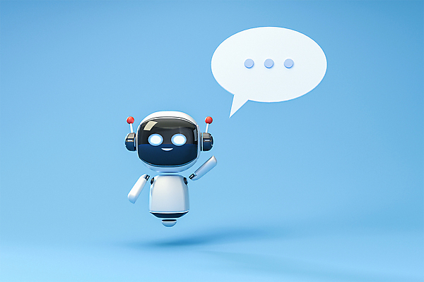 PSD 편집 편집이미지 하늘색 말풍선 3D캐릭터 정보기술 말하기 사람없음 3D 손들기 상담원 로봇 디지털합성 상담 소통 편집소스 채팅봇 AI_인공지능 편집3D 캐릭터 컨셉 모션 기술 파란색 사무원 파일형식