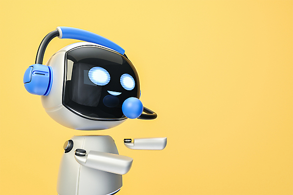 PSD 편집 편집이미지 안내 3D캐릭터 정보기술 사람없음 노란색 3D 헤드셋 상담원 로봇 디지털합성 상담 편집소스 채팅봇 AI_인공지능 편집3D 캐릭터 컬러 음향기기 기술 헤드폰 사무원 파일형식