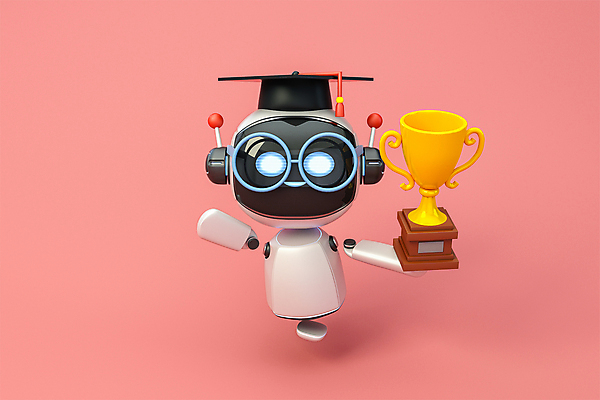 PSD 편집 편집이미지 분홍색 학사모 3D캐릭터 정보기술 들기 사람없음 3D 우승 트로피 로봇 디지털합성 손인사 안경낌 편집소스 채팅봇 AI_인공지능 편집3D 캐릭터 모자_잡화 안경 컬러 졸업 모션 기술 인사 최고 상_우승 파일형식