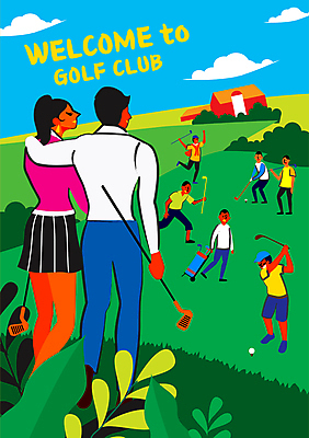 전신 구름 커플 여자 남자 잎 골프 일러스트 골프장 필드 하늘 어깨동무 주택 함께함 골프클럽 서기 들기 여러명 성인 타이포그라피 취미 건물 골프채 스윙 골프가방 언덕 성인만 국내일러스트 AI파일 자연요소 식물 문자 건축물 포즈 다수 컨셉 가방 스포츠시설 관계 모션 골프용품 사람 구기 파일형식 벡터