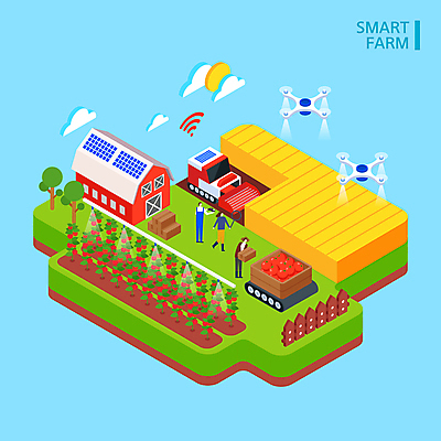 전신 나무 구름 여자 남자 밭 토마토 일러스트 논 서기 들기 성인 세명 태양 농사 수확 벼 농부 나무상자 스마트 로봇 창고 와이파이 트랙터 벼농사 택배상자 아이소메트릭 나무울타리 드론 원격조종 성인만 스마트팜 ICT 모빌리티 국내일러스트 AI파일 자연요소 식물 직업 교통수단 컨셉 농업 채소 모션 정보통신 곡류 사람 울타리 상자 농장 농기계 택배 무선인터넷 특수차량 파일형식 벡터 4차산업