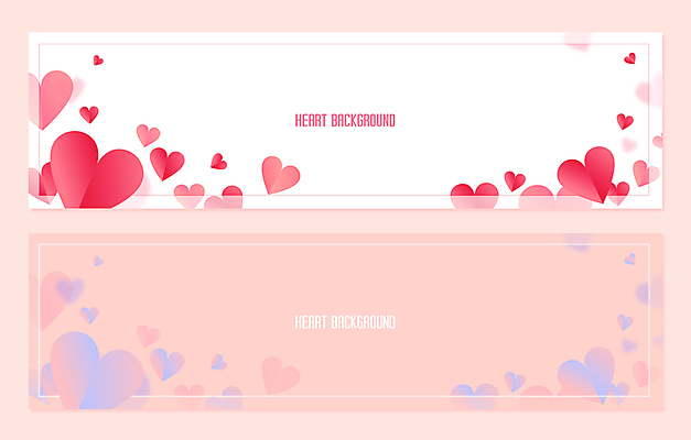배너 가로배너 분홍색 일러스트 프레임 발렌타인데이 사람없음 사각형 하트 하트백그라운드 그라데이션 벡터 카피스페이스 배너세트 국내일러스트 AI파일 모양 도형 컬러 백그라운드 데이이벤트 가로 세트 공백 파일형식