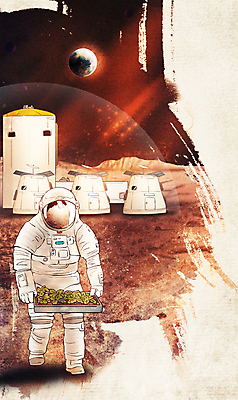 전신 PSD 지구 농업 일러스트 한명 서기 들기 사람 성인 우주 우주비행사 풀 우주선 우주과학 우주복 우주산업 우주항공 우주개발 우주정거장 우주플랫폼 화성 성인한명만 미래산업 국내일러스트 식물 1 옷 산업 과학 모션 행성 플랫폼 성인만 파일형식