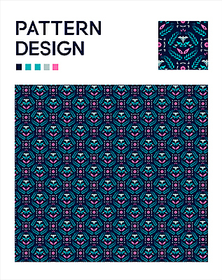 문양 디자인 잎 꽃무늬 패턴 일러스트 벽지 사람없음 장식 남색 가득함 타일 조합 국내일러스트 AI파일 식물 꽃 컬러 무늬 파일형식 벡터