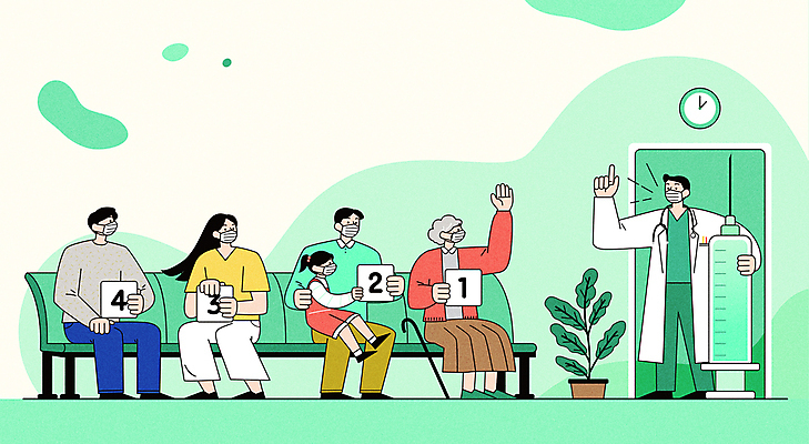 전신 여자 노년 남자 화분 어린이 시계 의자 일러스트 가족 병원 주사기 마스크 서기 들기 앉기 소녀 이벤트 여러명 성인 초록색 손들기 의사 잡기 기다림 집중 순서 백신 번호표 예방접종 코로나바이러스 백신접종 델타변이바이러스 국내일러스트 AI파일 컬러 가구 다수 컨셉 의학 관계 의료기기 모션 사람 의료진 바이러스 접종 파일형식 벡터