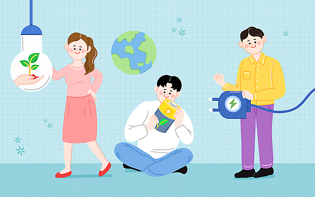 전신 PSD 손 여자 남자 지구 허리손 하늘색 일러스트 전구 들기 앉기 성인 신체부위 세명 새싹 자연보호 그린에너지 플러그 전기에너지 건전지 친환경 성인만 국내일러스트 에너지의날 식물 기념일 포즈 모션 자연 사람 파란색 환경 에너지 보호 파일형식