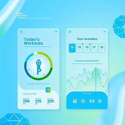 PSD 편집이미지 하늘색 모바일 그래프 사람모양 사람없음 건강관리 어플리케이션 측정 온라인 UI 인터페이스 곡선그래프 글래스모피즘 이미지편집 모양 디자인 건강 관리 파란색 파일형식