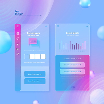 PSD 편집이미지 말풍선 모바일 그래프 사람없음 파란색 보라색 어플리케이션 온라인 UI 메뉴바 문자메시지 인터페이스 글래스모피즘 이미지편집 디자인 컬러 메시지 파일형식