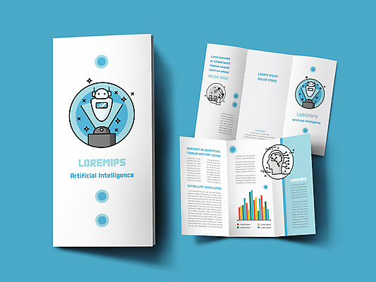템플릿 표지디자인 표지 내지 리플렛 하늘색 3단접지 그래프 팜플렛 사람없음 기계 흰색 스마트 로봇 얼굴모양 로봇산업 로봇팔 4차산업 미래산업 AI_인공지능 이미지템플릿 AI파일 모양 산업 얼굴 컬러 컨셉 파란색 파일형식 벡터