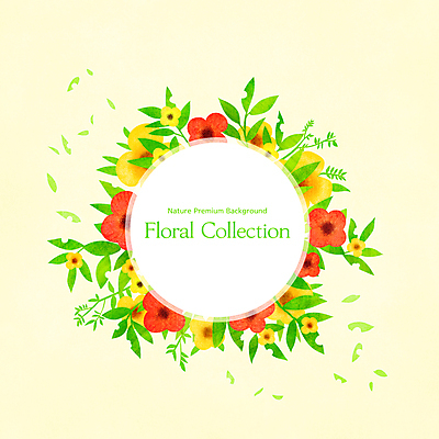PSD 꽃 잎 일러스트 프레임 사람없음 연두색 화사함 원형프레임 꽃프레임 프레임일러스트 카피스페이스 국내일러스트 식물 컨셉 초록색 공백 원형 파일형식