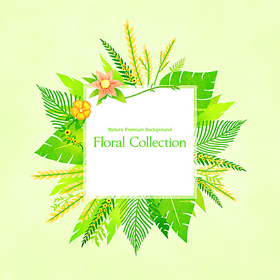 PSD 꽃 잎 일러스트 사각프레임 사람없음 연두색 정사각형 화사함 프레임일러스트 카피스페이스 국내일러스트 도형 식물 컨셉 프레임 초록색 사각형 공백 파일형식