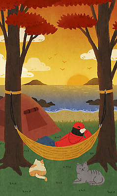 PSD 구름 여자 여유 섬 두마리 일러스트 하늘 단풍나무 휴가 휴식 함께함 텐트 한명 상반신 성인 해변 눕기 태양 고양이 일몰 캠핑 캠핑장 퇴근 힐링 해먹 성인여자한명만 반려묘 국내일러스트 자연요소 나무 1 감정 바다 컨셉 단풍 2 포유류 모션 레저 캠핑도구 사람 반려동물 노을 침대 출퇴근 여자한명만 성인여자만 파일형식