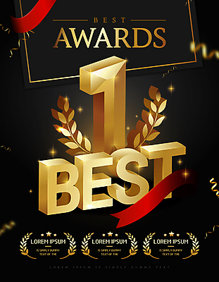 1 리본 일러스트 타이포그라피 사람없음 검은색 금색 우승 최고 수상_상을받음 시상식 월계수 국내일러스트 AI파일 문자 컬러 파일형식 벡터