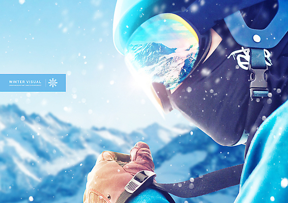 PSD 편집이미지 남자 하늘색 설경 겨울 스키 겨울스포츠 고글 마스크 한명 상반신 성인 30대 빛 반사 한국인 눈 헬멧 스키복 성인남자한명만 설산 이미지편집 자연요소 1 옷 계절 스포츠 날씨 산 사람 동양인 풍경 장년 파란색 보호장비 남자한명만 성인남자만 파일형식