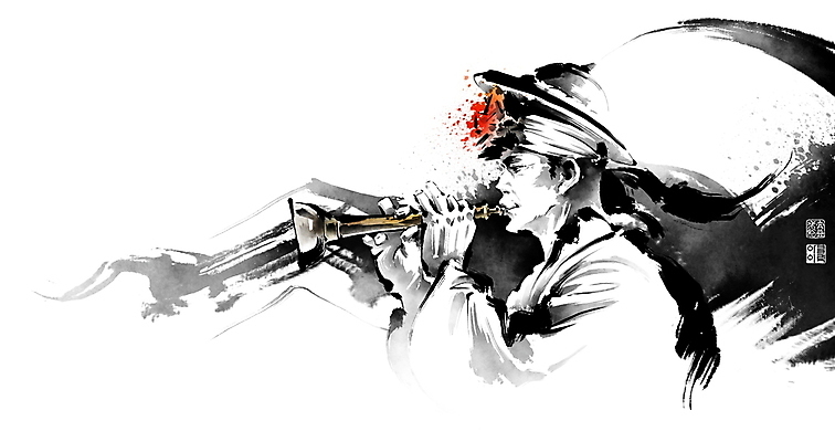 PSD 남자 연주 일러스트 캘리그라피 붓터치 한명 들기 상반신 성인 연주자 고수 한복 풍물놀이 동양화 즐거움 번짐 낙관 상모 태평소 성인남자한명만 국내일러스트 1 한국전통 감정 음악 모션 국악기 국악 관악기 미술 사람 음악가 전통의상 향신료 남자한명만 성인남자만 파일형식 효과