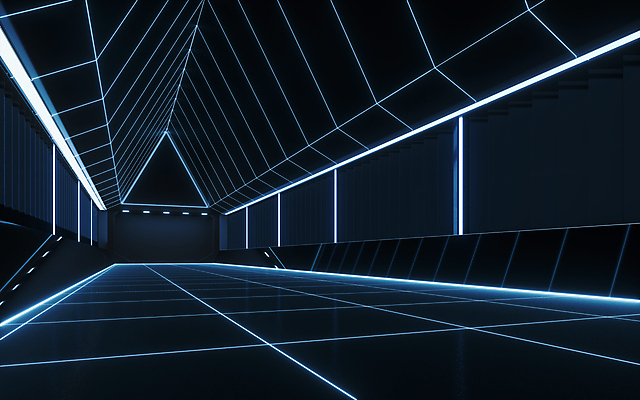 포토 JPG 해외이미지 사람없음 내부 파란색 빛 3D 검은색 공간 네온 해외포토 컬러 디지털합성 파일형식 이미지허브