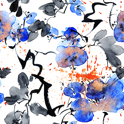 포토 JPG 해외이미지 꽃잎 꽃 일러스트 캘리그라피 붓터치 수묵화 미술 사람없음 파란색 나뭇가지 동양화 번짐 해외일러스트 나무 식물 컬러 문화예술 파일형식 효과 이미지허브