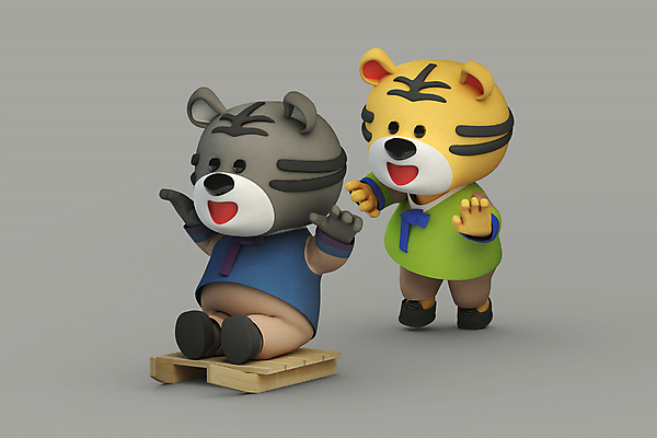 PSD 편집 편집이미지 두마리 새해 함께함 3D캐릭터 사람없음 3D 손들기 전통놀이 회색 호랑이띠 호랑이 한복 디지털합성 즐거움 호랑이캐릭터 썰매타기 나무썰매 편집소스 2022년 임인년 흑호 편집3D 캐릭터 한국전통 전통 감정 컬러 동물캐릭터 컨셉 2 포유류 모션 놀이 십이지신 전통의상 연도 썰매 파일형식