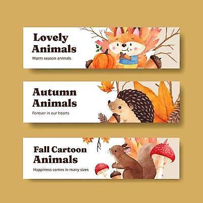 EPS 해외이미지 템플릿 배너 가로배너 동물캐릭터 단풍 낙엽 일러스트 호박 세마리 사람없음 귀여움 버섯 나뭇가지 먹기 다람쥐 여우 도토리 솔방울 고슴도치 배너세트 해외일러스트 일러캐릭터 나무 동물 캐릭터 컨셉 잎 채소 포유류 모션 3 가로 세트 견과류 설치류 파일형식 벡터 이미지허브
