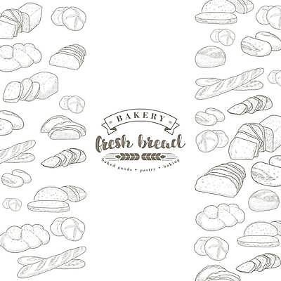 EPS 해외이미지 포스터 일러스트 포장 프레임 세트 바구니 상점 카페 빵집 수확 도넛 맛 바게트 상품 낟알 스케치 밀 수집 메뉴 복고 윤곽 토스트 배지 베이글 덩어리 프랑스어 번 옛날 호밀 활자 스타일 브레첼 해외일러스트 문자 빵 컨셉 농업 디저트 곡류 미술 활자판 파일형식 벡터 이미지허브