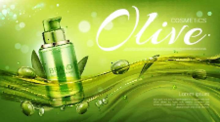 EPS 해외이미지 물결 잎 일러스트 사람없음 초록색 빛 뷰티 화장품 물방울 올리브 로션 스킨케어 바디로션 바디케어 스킨로션 해외일러스트 식물 열매 컬러 파일형식 벡터 이미지허브