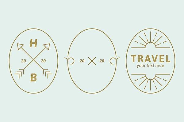 EPS 해외이미지 선 여행 일러스트 화살 사람없음 세트 노란색 원형 심볼 라인아트 심플 해외일러스트 도형 컬러 파일형식 벡터 이미지허브