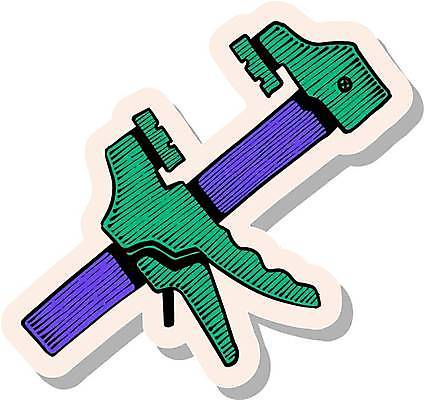 EPS 해외이미지 스티커 일러스트 사람없음 초록색 보라색 심볼 클램프 해외일러스트 컬러 공구 파일형식 벡터 이미지허브