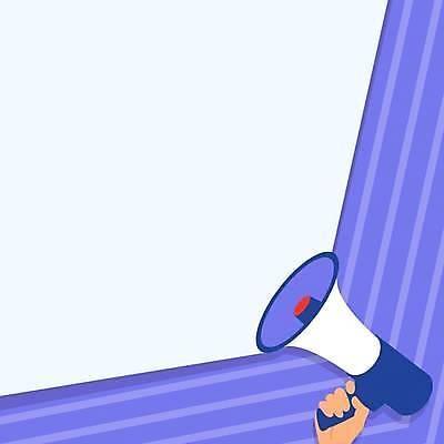 EPS 해외이미지 손 일러스트 프레임 들기 신체부위 보라색 확성기 외침 알림 카피스페이스 해외일러스트 컬러 모션 사람 소리 공백 파일형식 벡터 이미지허브