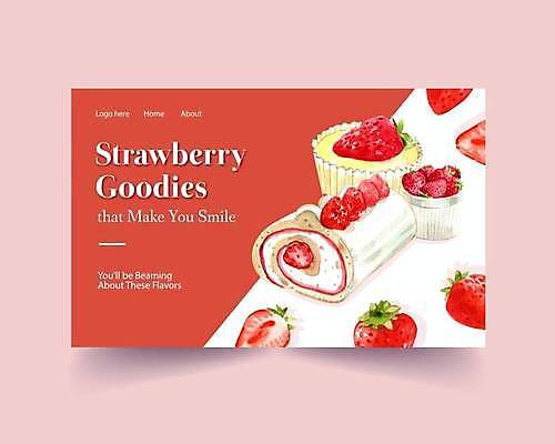 EPS 해외이미지 일러스트 딸기 디저트 사람없음 빨간색 딸기케이크 해외일러스트 음식 컬러 과일 케이크 파일형식 벡터 이미지허브