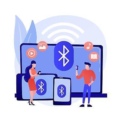 EPS 해외이미지 전신 여자 남자 일러스트 들기 성인 두명 노트북 스마트폰 디지털 블루투스 성인만 디지털라이프 해외일러스트 라이프스타일 모션 사람 전자제품 핸드폰 스마트기기 파일형식 벡터 이미지허브