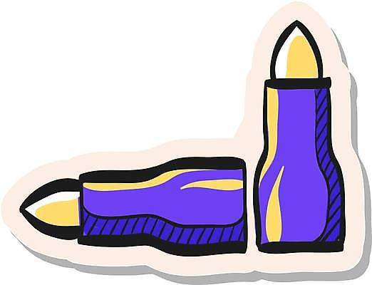 EPS 해외이미지 스티커 일러스트 사람없음 보라색 심볼 총알 해외일러스트 무기 컬러 파일형식 벡터 이미지허브