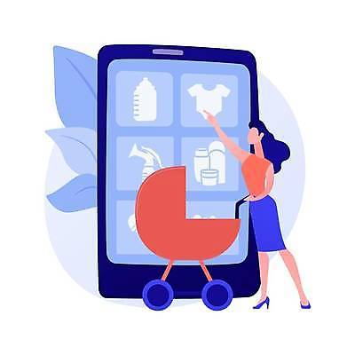 EPS 해외이미지 전신 여자 일러스트 엄마 한명 성인 스마트폰 쇼핑 디지털 터치 가리킴 잡기 유모차 온라인쇼핑 성인여자한명만 디지털라이프 해외일러스트 1 라이프스타일 가족 모션 사람 손짓 핸드폰 스마트기기 아기용품 온라인 여자한명만 성인여자만 파일형식 벡터 이미지허브