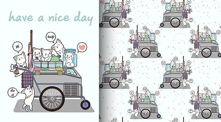 EPS 해외이미지 동물캐릭터 말풍선 패턴 여러마리 일러스트 유리병 매달리기 서기 사람없음 귀여움 고양이 수레 패턴백그라운드 들어가기 해외일러스트 일러캐릭터 동물 캐릭터 다수 백그라운드 컨셉 무늬 포유류 모션 병_용기 반려동물 카트 파일형식 벡터 이미지허브