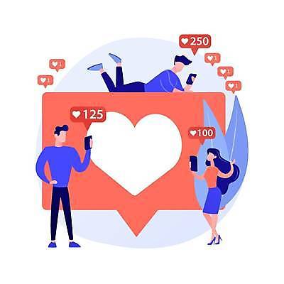 EPS 해외이미지 전신 여자 남자 엎드리기 말풍선 일러스트 서기 들기 성인 세명 스마트폰 디지털 하트 소셜네트워크 성인만 디지털라이프 해외일러스트 모양 라이프스타일 모션 사람 핸드폰 스마트기기 파일형식 벡터 이미지허브