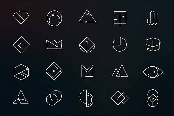 EPS 해외이미지 일러스트 비즈니스 왕관 사람없음 세트 사각형 원형 삼각형 심볼 라인아트 아치 심플 다이아몬드 마름모 육각형 눈모양 왕관모양 브랜딩 해외일러스트 모양 도형 선 보석 파일형식 벡터 이미지허브