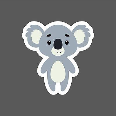 EPS 해외이미지 동물캐릭터 스티커 일러스트 사람없음 귀여움 회색 만화 코알라 해외일러스트 일러캐릭터 동물 캐릭터 컬러 컨셉 포유류 파일형식 벡터 이미지허브