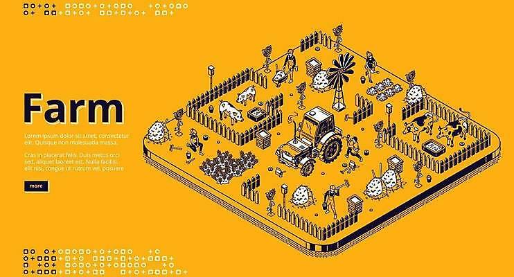 EPS 해외이미지 전신 여자 남자 밭 일러스트 해바라기 들기 앉기 성인 타이포그라피 울타리 농장 노란색 물뿌리개 돼지 소 볏짚 농부 트랙터 아이소메트릭 외발수레 성인만 해외일러스트 직업 문자 꽃 컬러 농업 포유류 모션 사람 담장 수레 짚 농기계 특수차량 파일형식 벡터 이미지허브